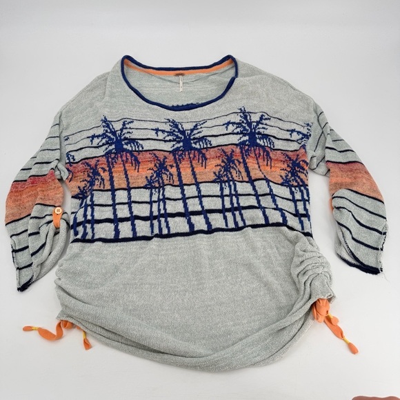 Free People Sunset Palm Tree Cover Up Tunic Top Oversized Small - Picture 2 of 5